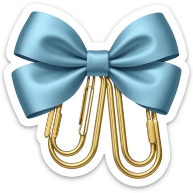 a gold paper clip with one white bow in the middle sticker