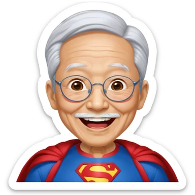 Laughing crazily elderly Chinese superman  sticker