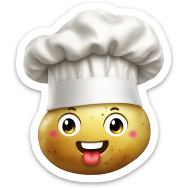 Potato with happy face and big chef hat sticker