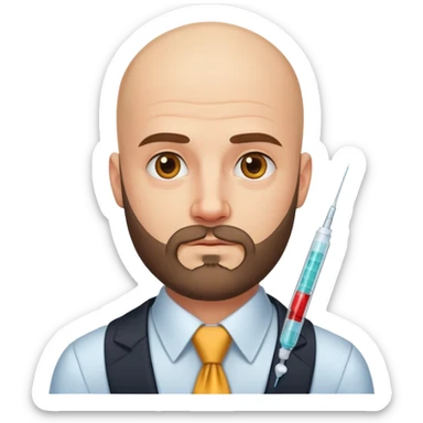 bald man in necktie and beard portrait with injections  sticker