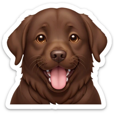 Cinematic Cute Yawning Chocolate Labrador Portrait Emoji, Head tilted slightly with a dramatic, wide-open yawn, showcasing a smooth chocolate Fur with a velvety texture, floppy ears slightly drooping, round brown eyes barely open in drowsy contentment, Simplified yet irresistibly adorable features, highly detailed, glowing with a soft, cozy glow, high shine, relaxed yet expressive, stylized with a touch of whimsy, bright and endearing, soft glowing outline, capturing the essence of a sleepy yet affectionate companion, so drowsy it feels like it could stretch out of the screen and curl up for a nap! sticker