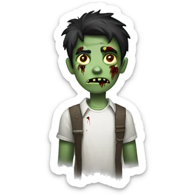 teen boy zombie with dark hair and white shirt sticker