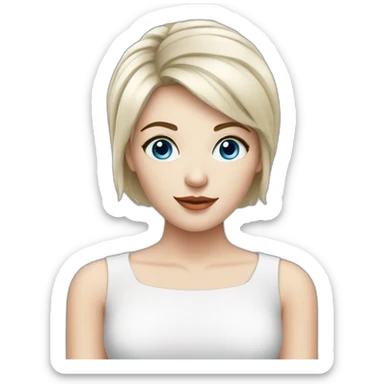 beautiful girl with short hair with computer, programming,blue eyes,white skin, makeup sticker