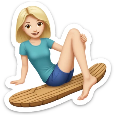 a woman sitting barefoot with one talking detailed pretty face on each sole sticker
