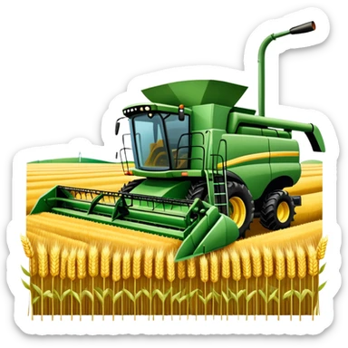 An icon featuring a wheat field, a combine harvester, fertilizer formulas, and plant cells, symbolizing agronomy. The design includes farming tools and crops, representing agricultural science, crop production, and plant biology. Transparent background highlights sustainable farming and growth. sticker