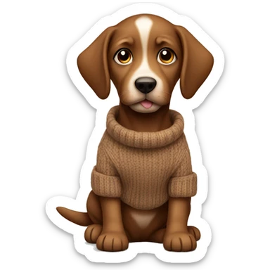 Brown realistic puppy in brown sweater  sticker
