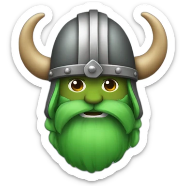 Viking helmet horns with a green beard sticker
