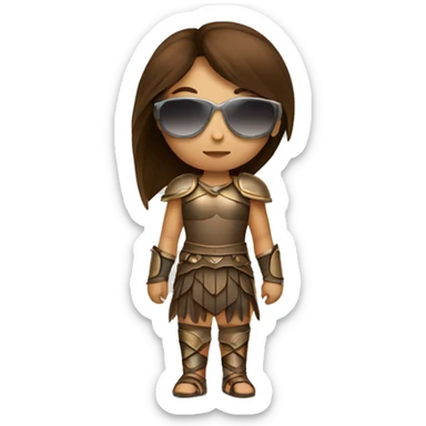 Girl gladiator with long straight brown hair and sunglasses  sticker