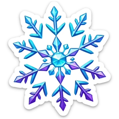 cyan and purple snowflake glitter sticker