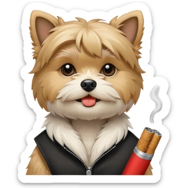 Morkie smoking cig sticker