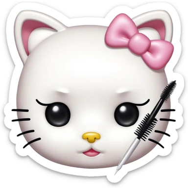  hello Kitty with an eyelash mascara spoolie sticker