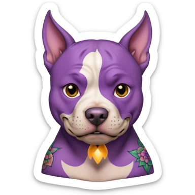 very tattoed face pitbull dog with purple spiky hair sticker