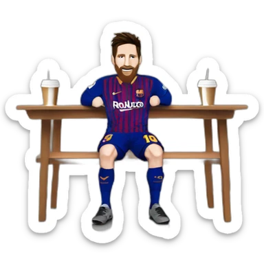 lionel messi with a cafe sticker