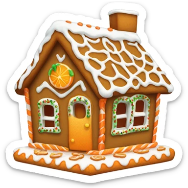 Gingerbread house with a orange bow  sticker