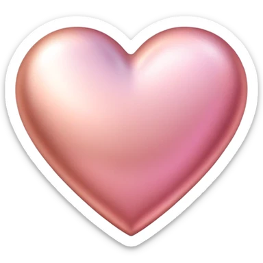 Rose gold heart with gradient pink tones, metallic texture sticker