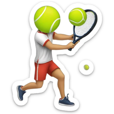 tennis ball hitting a person with a racket sticker