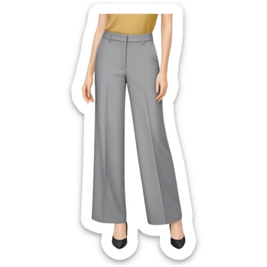 petite gray wide leg tailored pants, shorter ankle length, dress trousers, flat lay isolated garment only, no model, no human, plain white background sticker