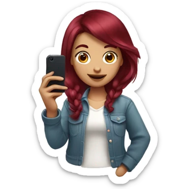 Burgundy haired Girl taking selfie with her phone sticker