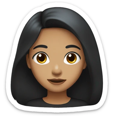 girl with long black hair, big dark brown eyes, and medium toned skin with a black shirt on sticker