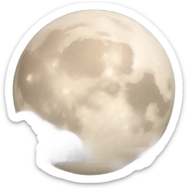 beige realistic moon and cloud sticker