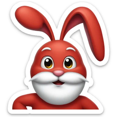 Red bunny with Santa Claus head  sticker