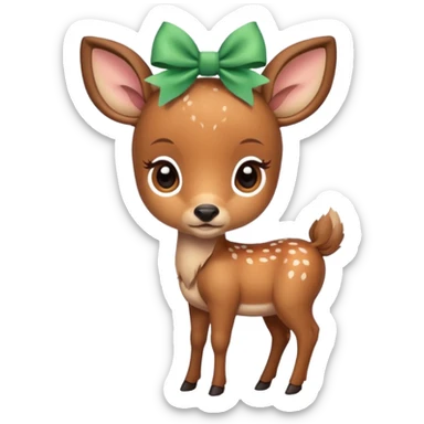 Baby deer with a bow sticker