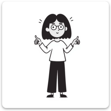 Girl with one hand giving thumbs up and the other hand giving thumbs down, showing mixed feelings sticker