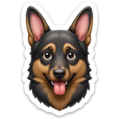 cartoon style dark German Shepherd dog with longer tongue hanging out  sticker