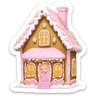 light pink and gold and white gingerbread house sticker