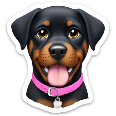 rottweiler puppy with pink collar  sticker
