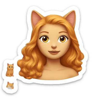 Orange persian cat and woman with bronde hair sticker