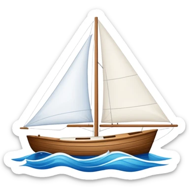 Sailboat – White sail on wooden hull sticker