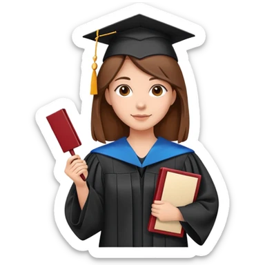Girl graduating from law school with brown hair sticker