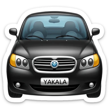 Make a car emoji and write "yakala yakalayabiliyosan" below it. sticker