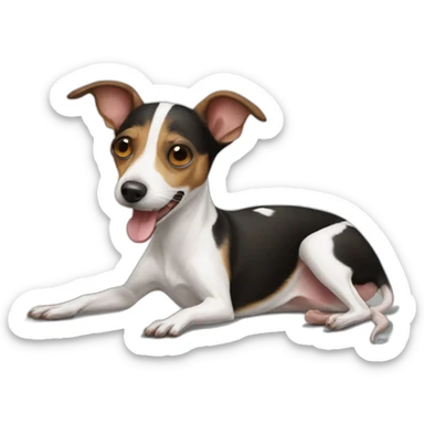 rat terrier playing dead silly on back sticker