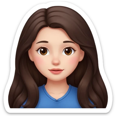 long haired brunette girl blushing sticker