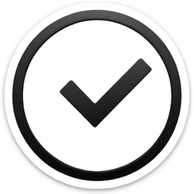 Black circle with a check mark on it sticker