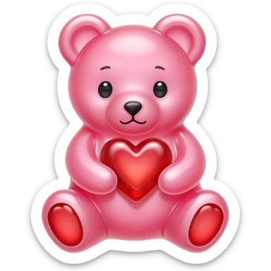 pastel pink jelly bear heart jelly red sticker