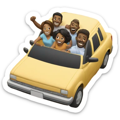 Uber with 2 couples hanging out windows sticker