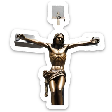 crucifix, reaching up to the sky, bronze statue sticker