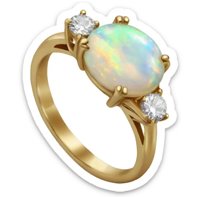 realistic opal ring with two diamonds sticker