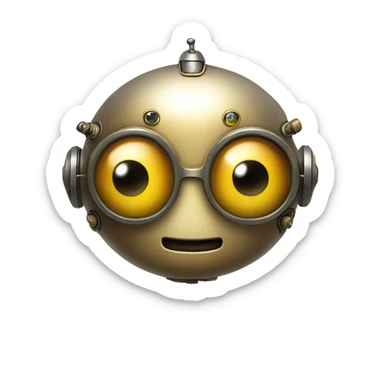 picture of a cute robot in a gold frame sticker