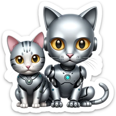 Cyborg with tiny cat sticker