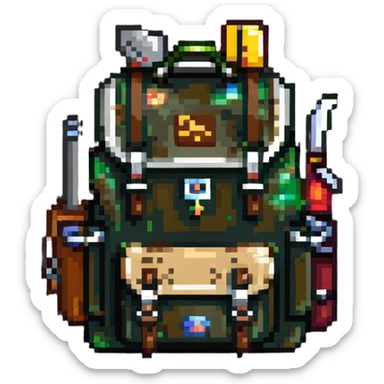 hiking backpack with survival tools sticker