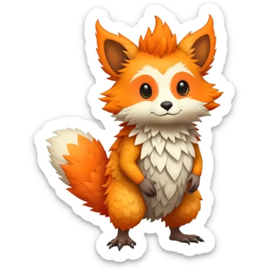 warm-colored Vernid-Trico-Fionbri-creature (full body) sticker