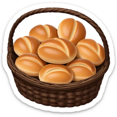 Dark Brown wicker basket with oval buns sticker