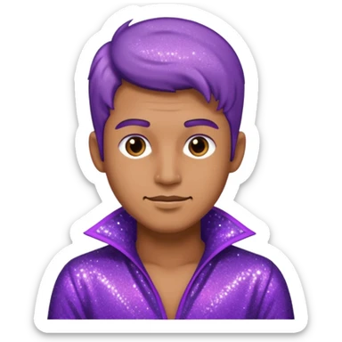 man supervisor wearing glitter purple glittery clothes sticker