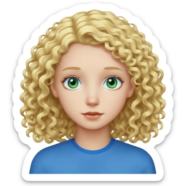 Tall curly blonde girl blue eyes pale kidding bold boy with green eyes sticker