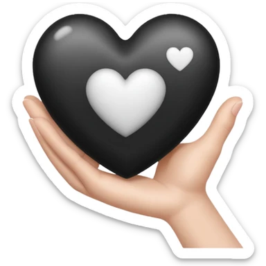  black and white heart in hand sticker