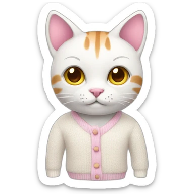 Pink cat in white cardigan sticker